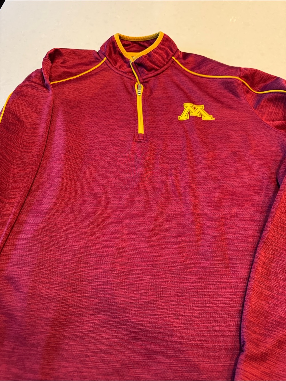 University Minnesota gophers Men's Maroon Quarter-Zip Pullover with Gold Trim